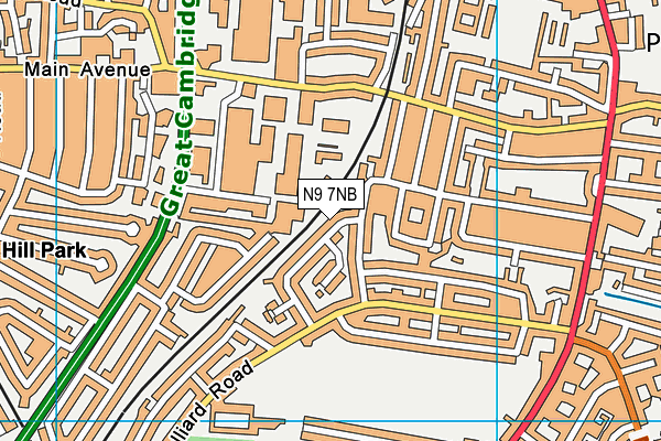 N9 7NB map - OS VectorMap District (Ordnance Survey)
