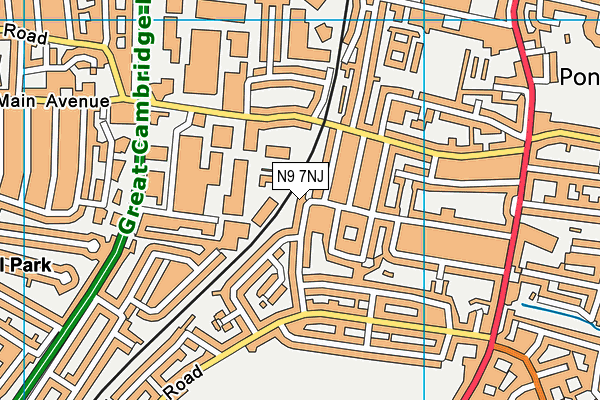 N9 7NJ map - OS VectorMap District (Ordnance Survey)