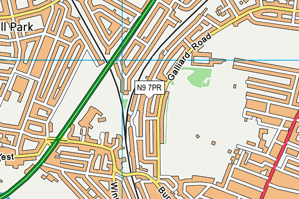 N9 7PR map - OS VectorMap District (Ordnance Survey)