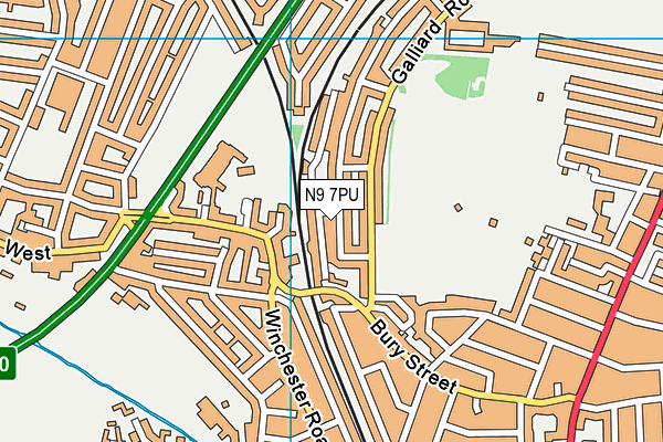 N9 7PU map - OS VectorMap District (Ordnance Survey)