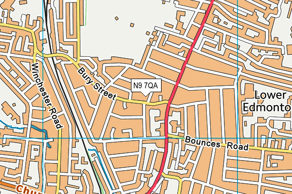 N9 7QA map - OS VectorMap District (Ordnance Survey)