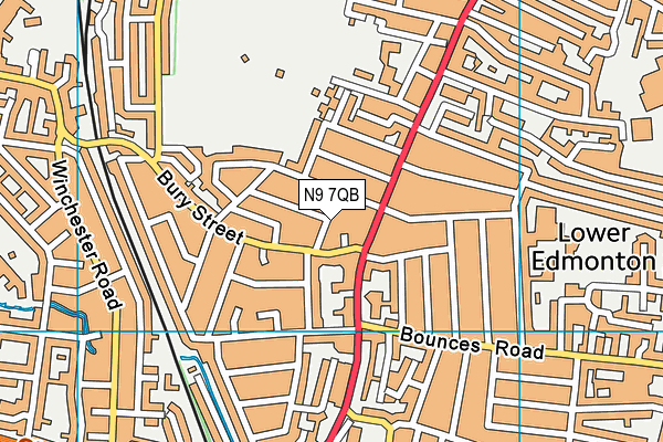 N9 7QB map - OS VectorMap District (Ordnance Survey)