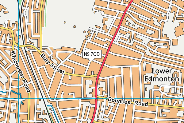 N9 7QD map - OS VectorMap District (Ordnance Survey)