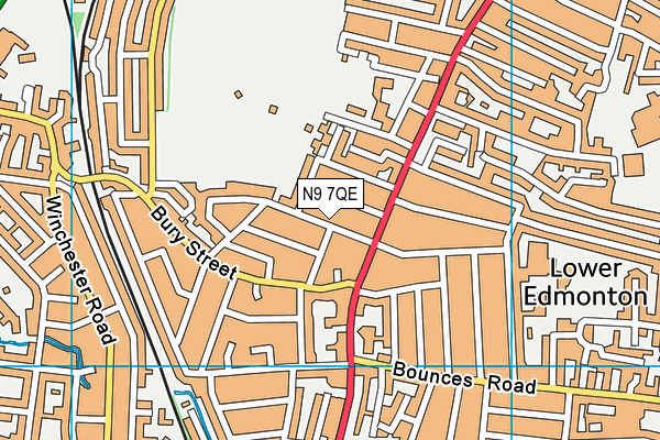 N9 7QE map - OS VectorMap District (Ordnance Survey)