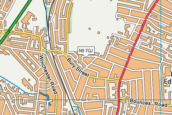 N9 7QJ map - OS VectorMap District (Ordnance Survey)