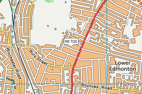 N9 7QS map - OS VectorMap District (Ordnance Survey)