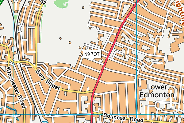 N9 7QT map - OS VectorMap District (Ordnance Survey)