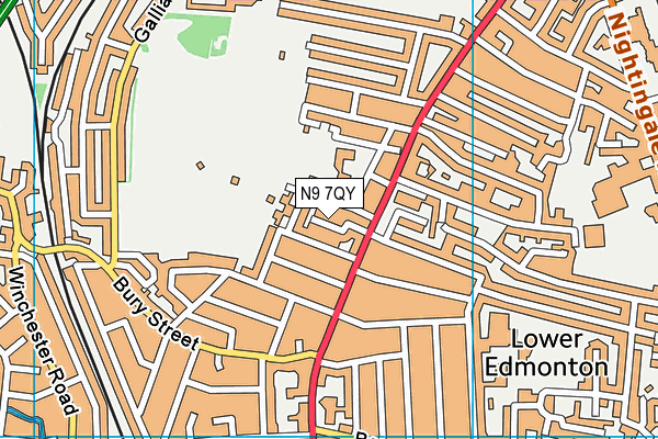 N9 7QY map - OS VectorMap District (Ordnance Survey)