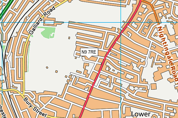 N9 7RE map - OS VectorMap District (Ordnance Survey)