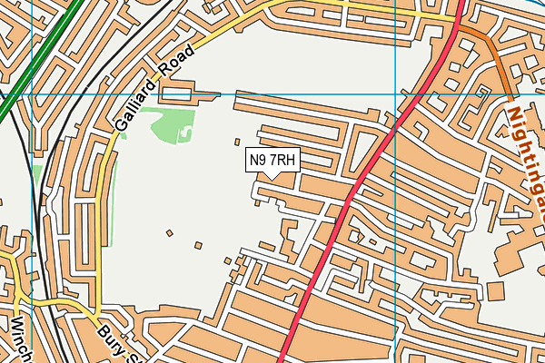 N9 7RH map - OS VectorMap District (Ordnance Survey)