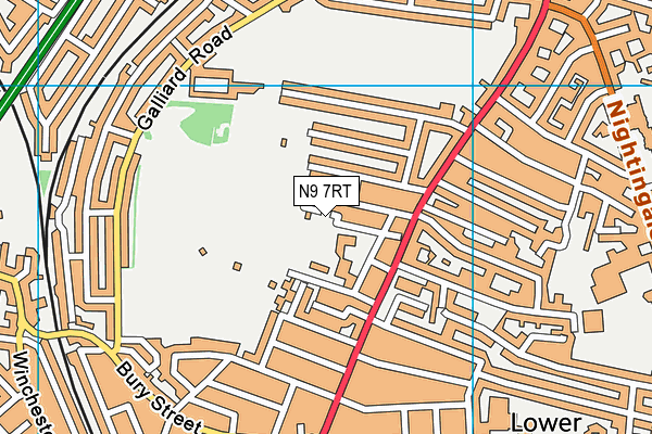 N9 7RT map - OS VectorMap District (Ordnance Survey)