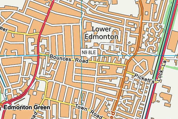 St Peters Church Hall map (N9 8LE) - OS VectorMap District (Ordnance Survey)