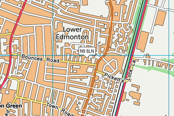 N9 8LN map - OS VectorMap District (Ordnance Survey)