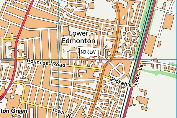N9 8LW map - OS VectorMap District (Ordnance Survey)