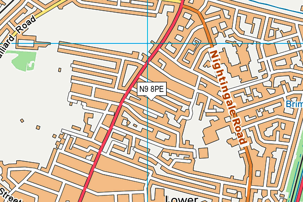 N9 8PE map - OS VectorMap District (Ordnance Survey)