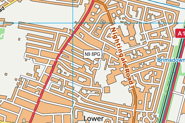 N9 8PG map - OS VectorMap District (Ordnance Survey)