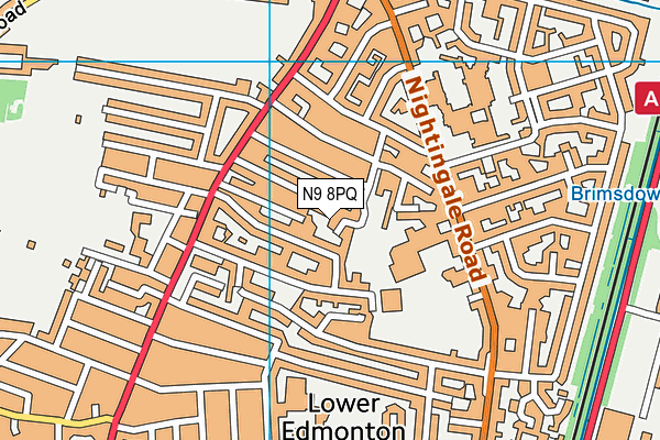N9 8PQ map - OS VectorMap District (Ordnance Survey)