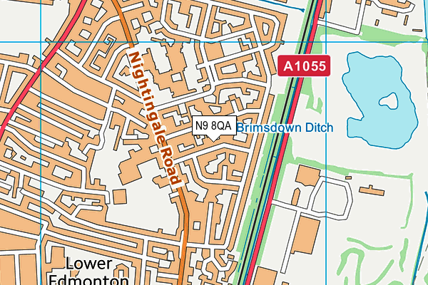N9 8QA map - OS VectorMap District (Ordnance Survey)
