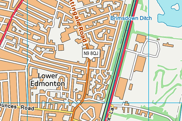 N9 8QJ map - OS VectorMap District (Ordnance Survey)