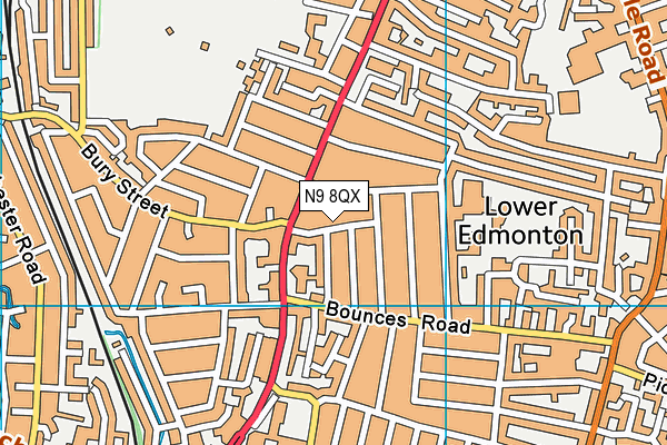 N9 8QX map - OS VectorMap District (Ordnance Survey)