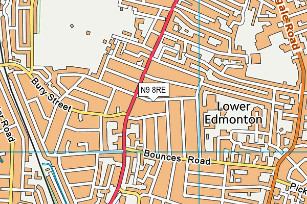 N9 8RE map - OS VectorMap District (Ordnance Survey)