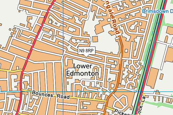 N9 8RP map - OS VectorMap District (Ordnance Survey)