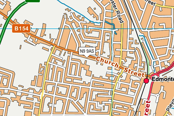 N9 9AS map - OS VectorMap District (Ordnance Survey)