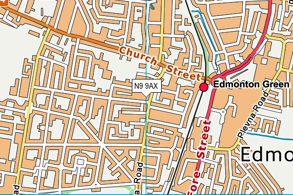 N9 9AX map - OS VectorMap District (Ordnance Survey)