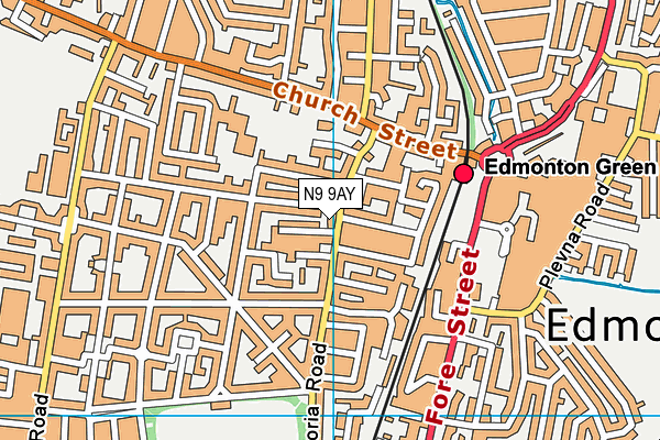 N9 9AY map - OS VectorMap District (Ordnance Survey)