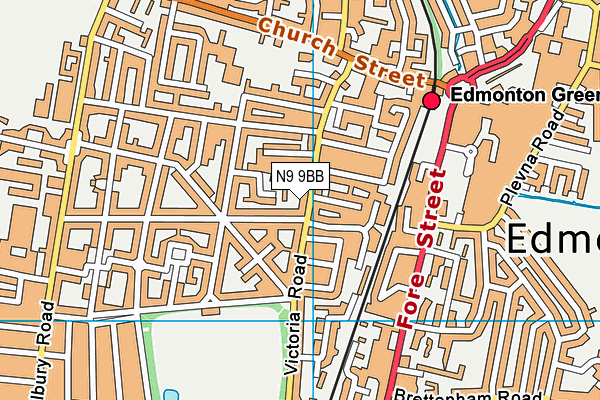 N9 9BB map - OS VectorMap District (Ordnance Survey)