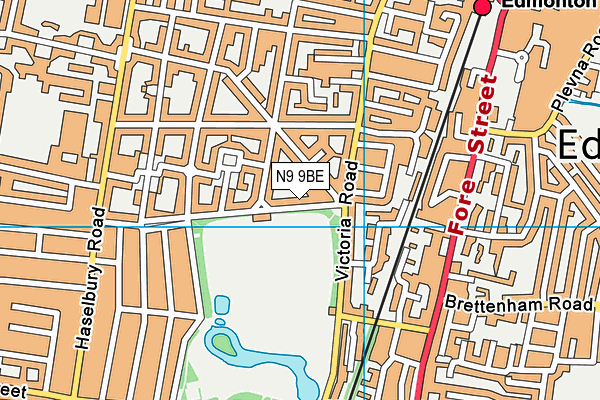 N9 9BE map - OS VectorMap District (Ordnance Survey)