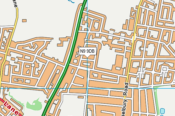 N9 9DB map - OS VectorMap District (Ordnance Survey)