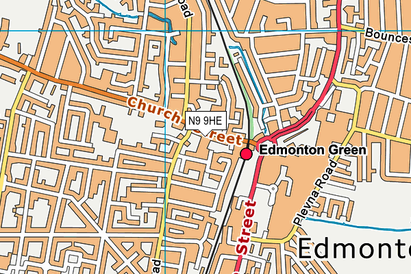 N9 9HE map - OS VectorMap District (Ordnance Survey)