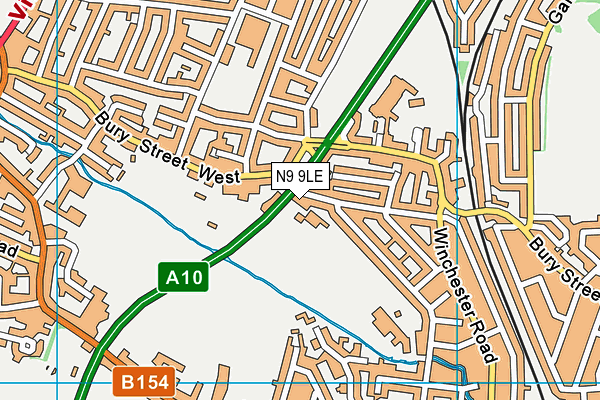 Churchfields Recreation Ground map (N9 9LE) - OS VectorMap District (Ordnance Survey)
