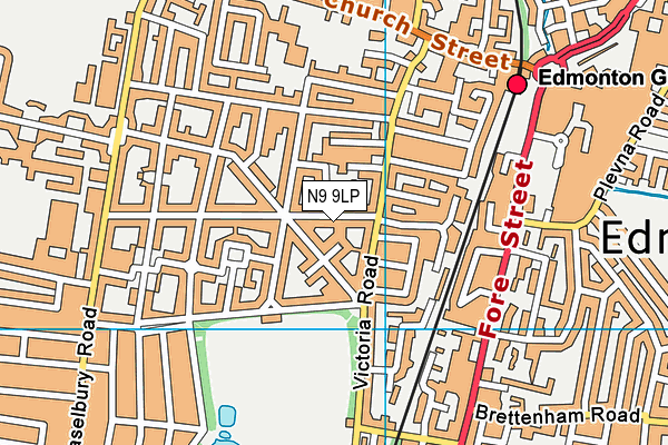 N9 9LP map - OS VectorMap District (Ordnance Survey)