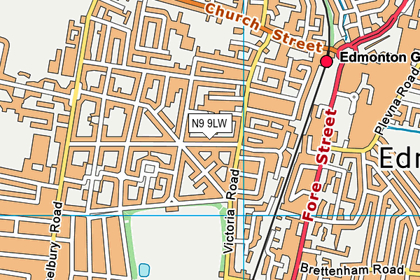 N9 9LW map - OS VectorMap District (Ordnance Survey)