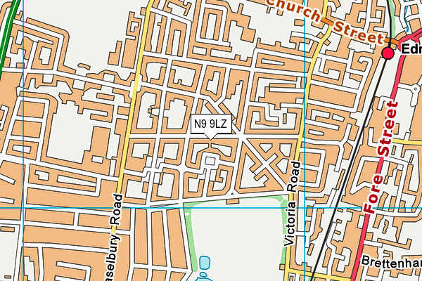 N9 9LZ map - OS VectorMap District (Ordnance Survey)