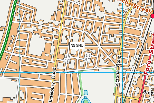 N9 9ND map - OS VectorMap District (Ordnance Survey)