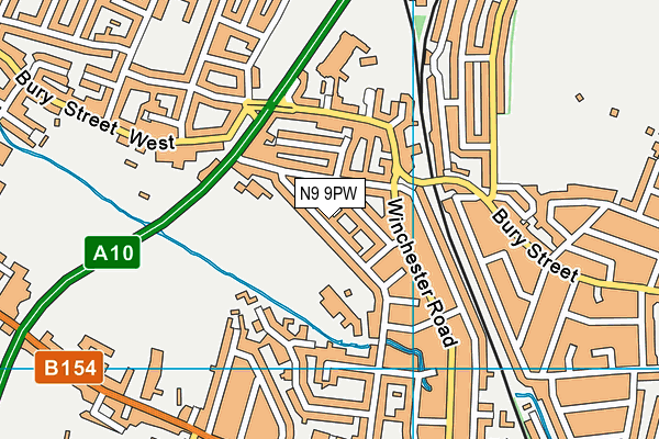 N9 9PW map - OS VectorMap District (Ordnance Survey)