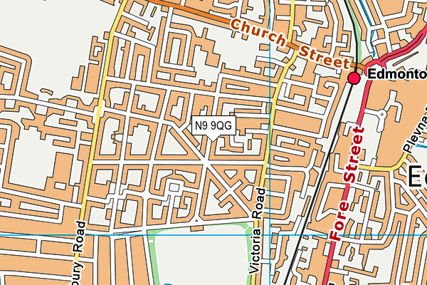 N9 9QG map - OS VectorMap District (Ordnance Survey)