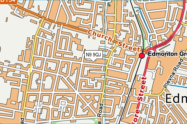 N9 9QJ map - OS VectorMap District (Ordnance Survey)