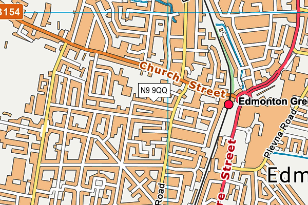 N9 9QQ map - OS VectorMap District (Ordnance Survey)