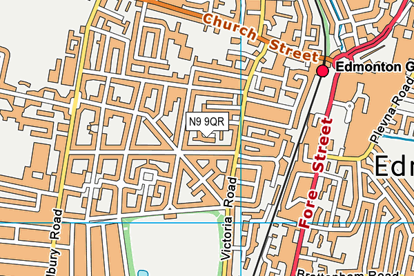 N9 9QR map - OS VectorMap District (Ordnance Survey)