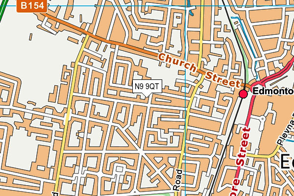 N9 9QT map - OS VectorMap District (Ordnance Survey)