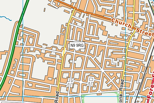 N9 9RG map - OS VectorMap District (Ordnance Survey)