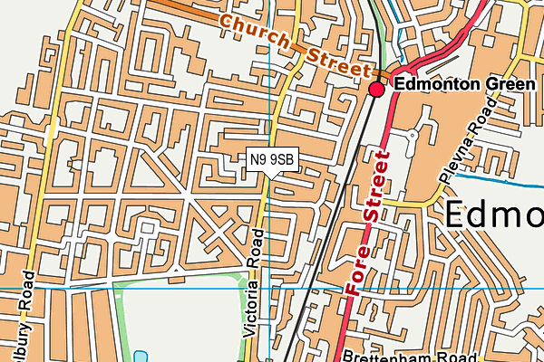 N9 9SB map - OS VectorMap District (Ordnance Survey)