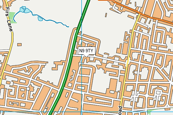 N9 9TY map - OS VectorMap District (Ordnance Survey)