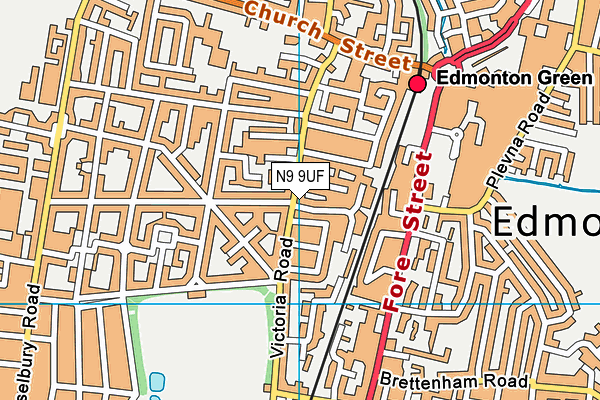 N9 9UF map - OS VectorMap District (Ordnance Survey)