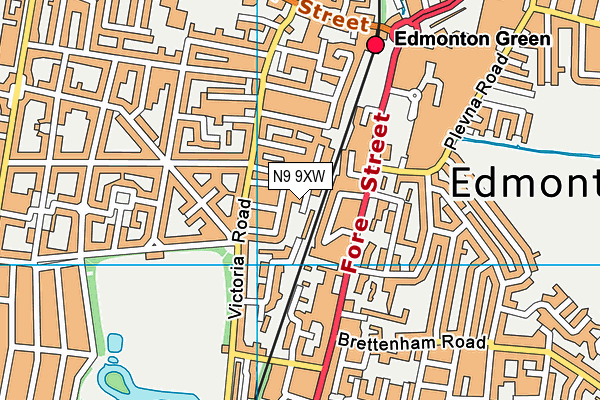 N9 9XW map - OS VectorMap District (Ordnance Survey)