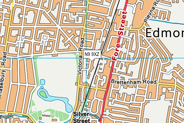 N9 9XZ map - OS VectorMap District (Ordnance Survey)